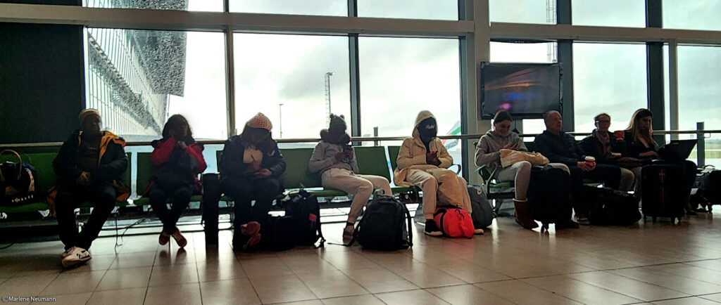 People sitting in Cape Town airport